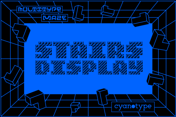 MultiType Maze Stairs Display Font for Bold Digital Headlines